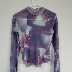 Urban Outfitters Sheer Purple Mesh Women's Size L Artsy Layers Grunge Punk